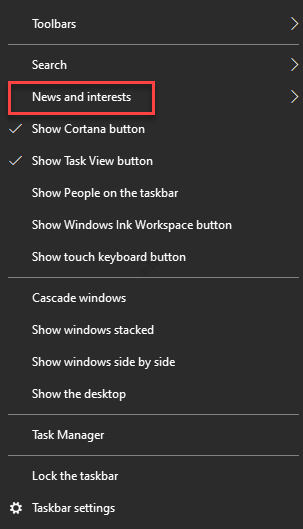 Win10電腦如何關(guān)閉/禁用新聞和興趣功能?