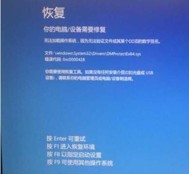 Win10系統(tǒng)藍(lán)屏DMProtectEX64.sys,錯誤代碼0xc0000428解決方法