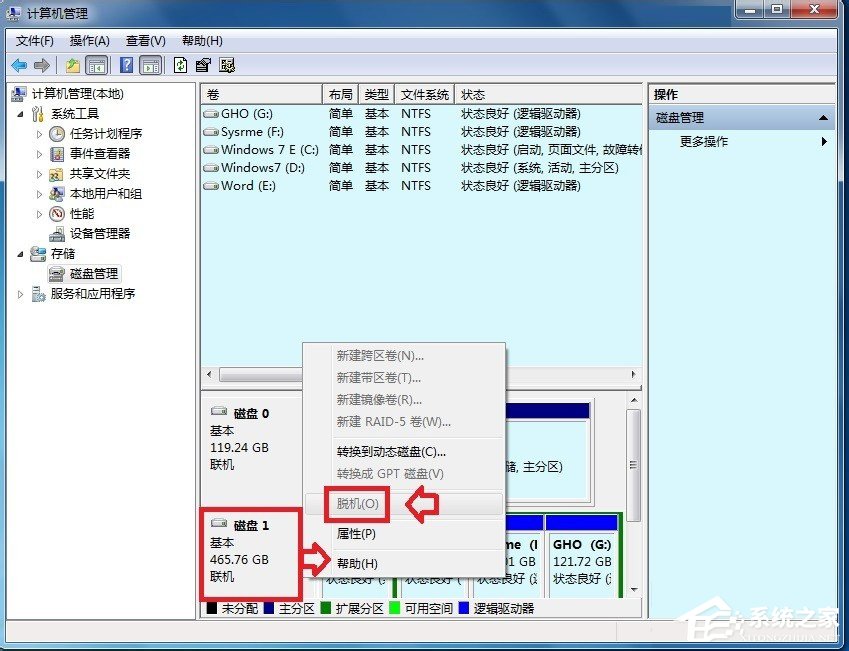 Win7系統(tǒng)磁盤處于脫機(jī)狀態(tài)的具體解決方法