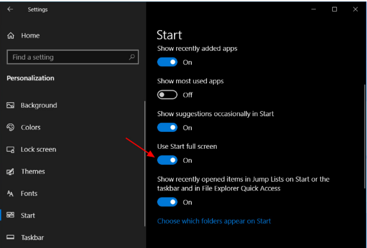 Win10開(kāi)始菜單怎么設(shè)置全屏顯示？