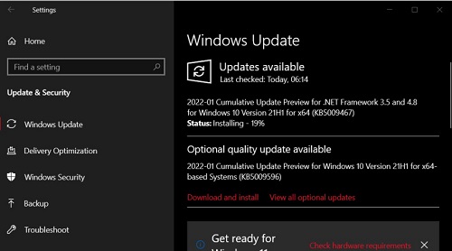 Win10KB5009596增加同步設(shè)置方便移動升級至Win11