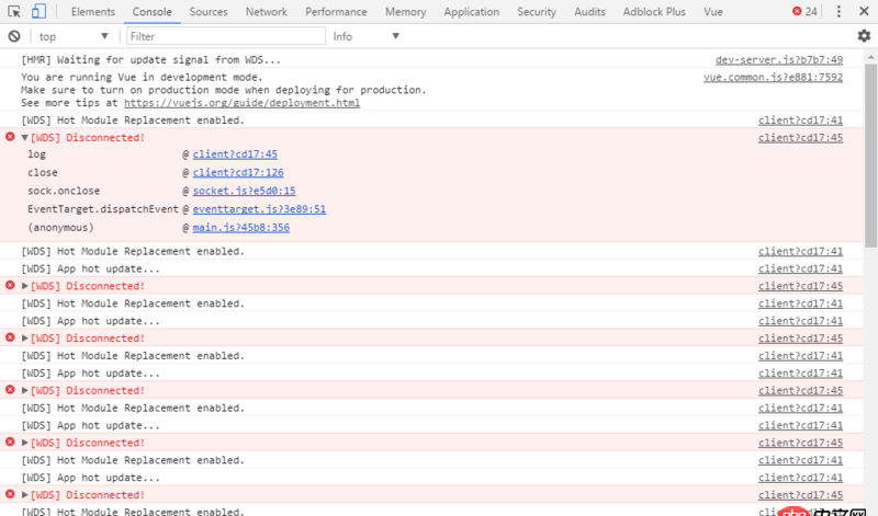 javascript - [WDS] Disconnected! 一直重復(fù)出現(xiàn)。