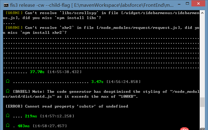 node.js - 我用react-redux寫的項(xiàng)目，在控制臺(tái)release -cw的時(shí)候顯示錯(cuò)誤了，但是還是能繼續(xù)執(zhí)行(更新了)