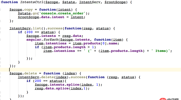 angular.js - 我該怎么寫(xiě)這個(gè)delete函數(shù)呢？ 我現(xiàn)在寫(xiě)成這樣了，但是只能刪除頁(yè)面的item，不能把刪除的部分傳給服務(wù)器