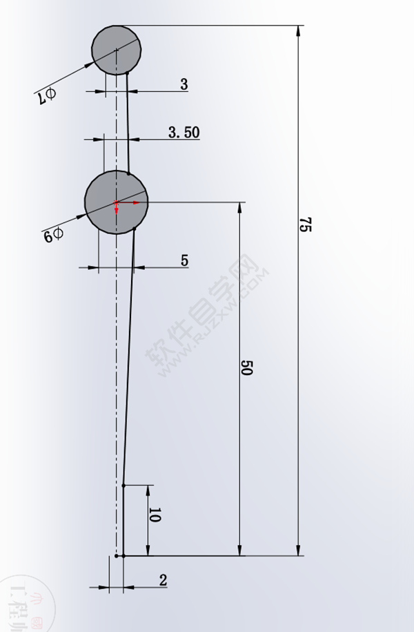 用SolidWorks畫一個夾子，用投影曲線來創建。