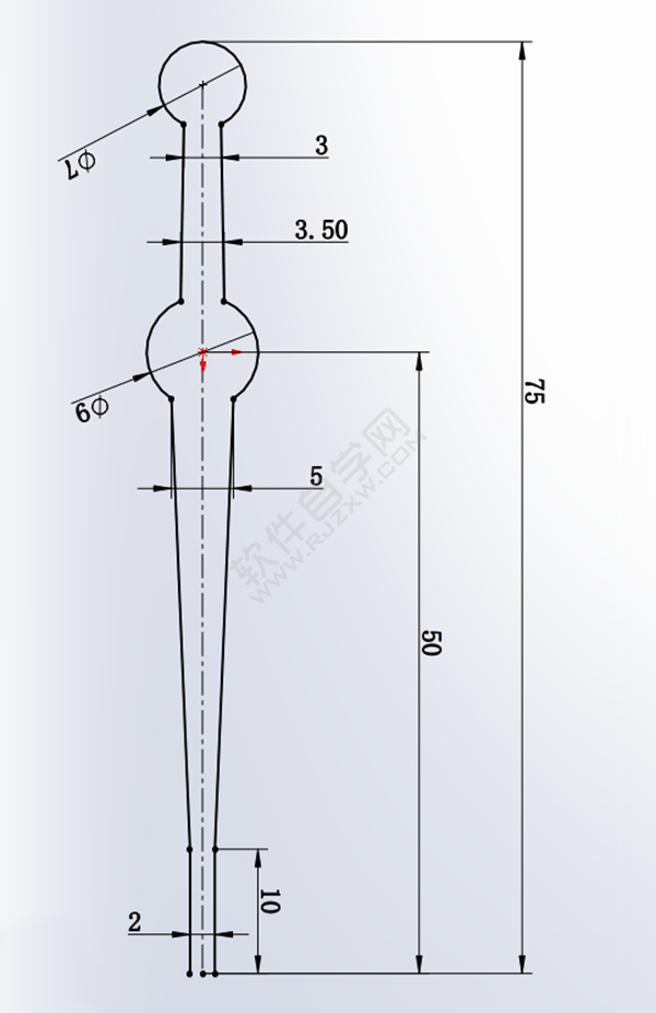 用SolidWorks畫一個夾子，用投影曲線來創建。
