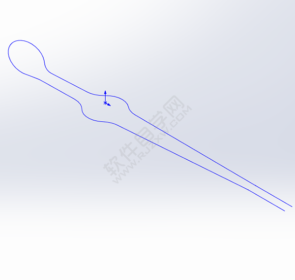 用SolidWorks畫一個夾子，用投影曲線來創建。