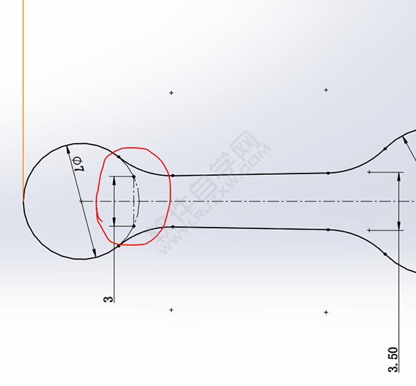 用SolidWorks畫一個夾子，用投影曲線來創建。