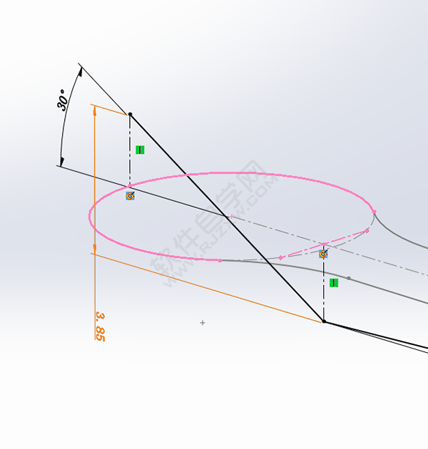 用SolidWorks畫一個夾子，用投影曲線來創建。