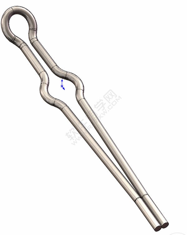 用SolidWorks畫一個夾子，用投影曲線來創建。