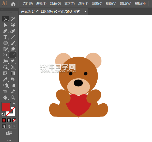 ai怎么畫(huà)抱愛(ài)心的小熊