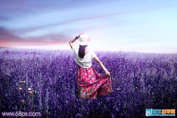 PS給草原上的女友調成魔幻的藍紫色