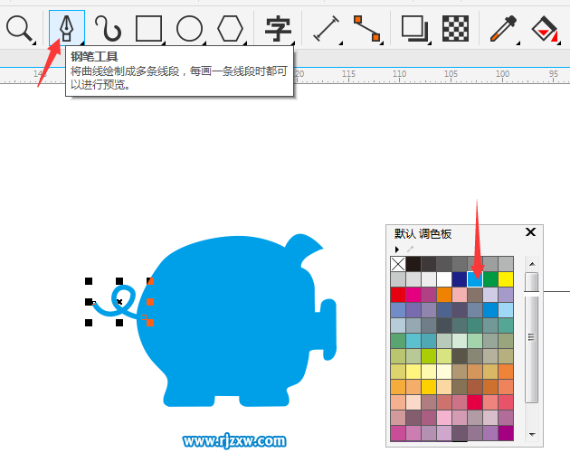 CDRX8設(shè)計(jì)存錢罐豬的標(biāo)志